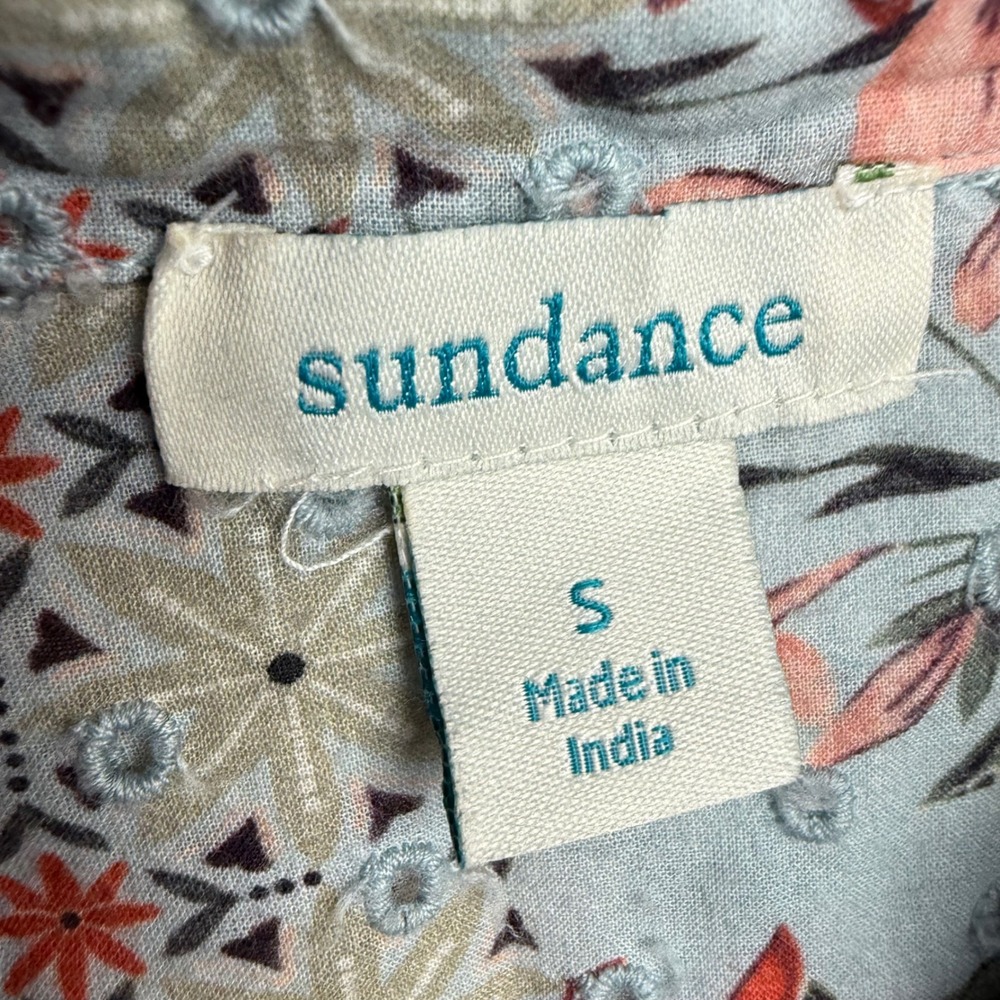 Sundance Floral Medallion Embroidered Long Sleeve Button Up Shirt Small Eyelet - Picture 6 of 10